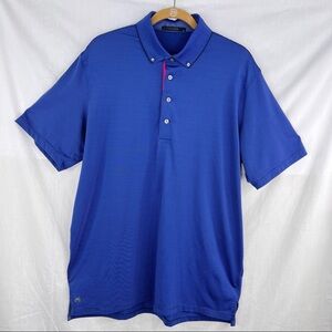 Greyson Polo Shirt Mens Size Large Blue Striped Golf Performance Stretch EUC